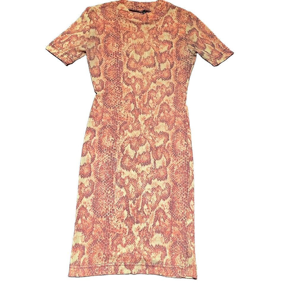 Urban Outfitters Mimi Mesh Snake Print Dress XS Y2K Bodycon Festival Mini Sheer